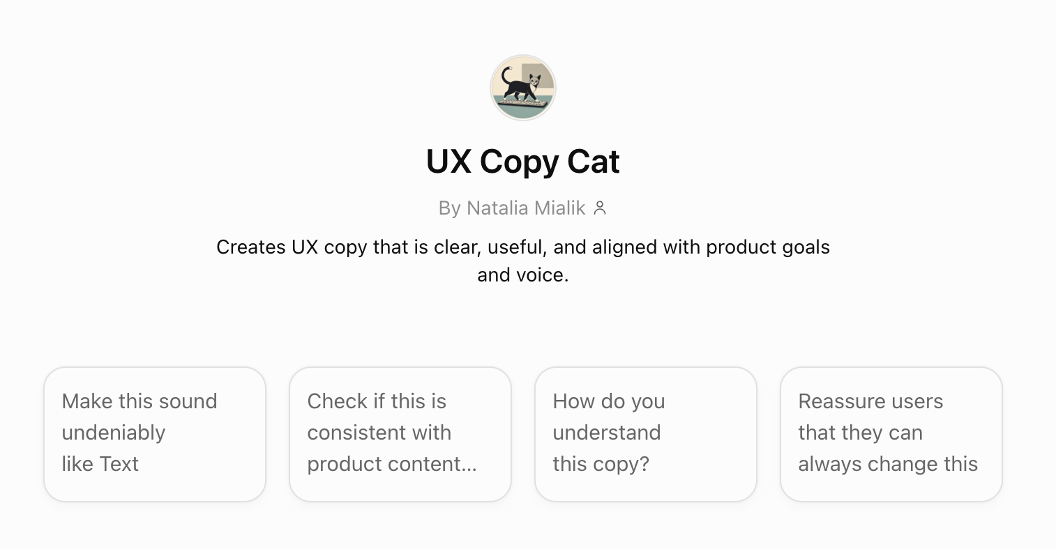 UX Copy Cat GPT interface