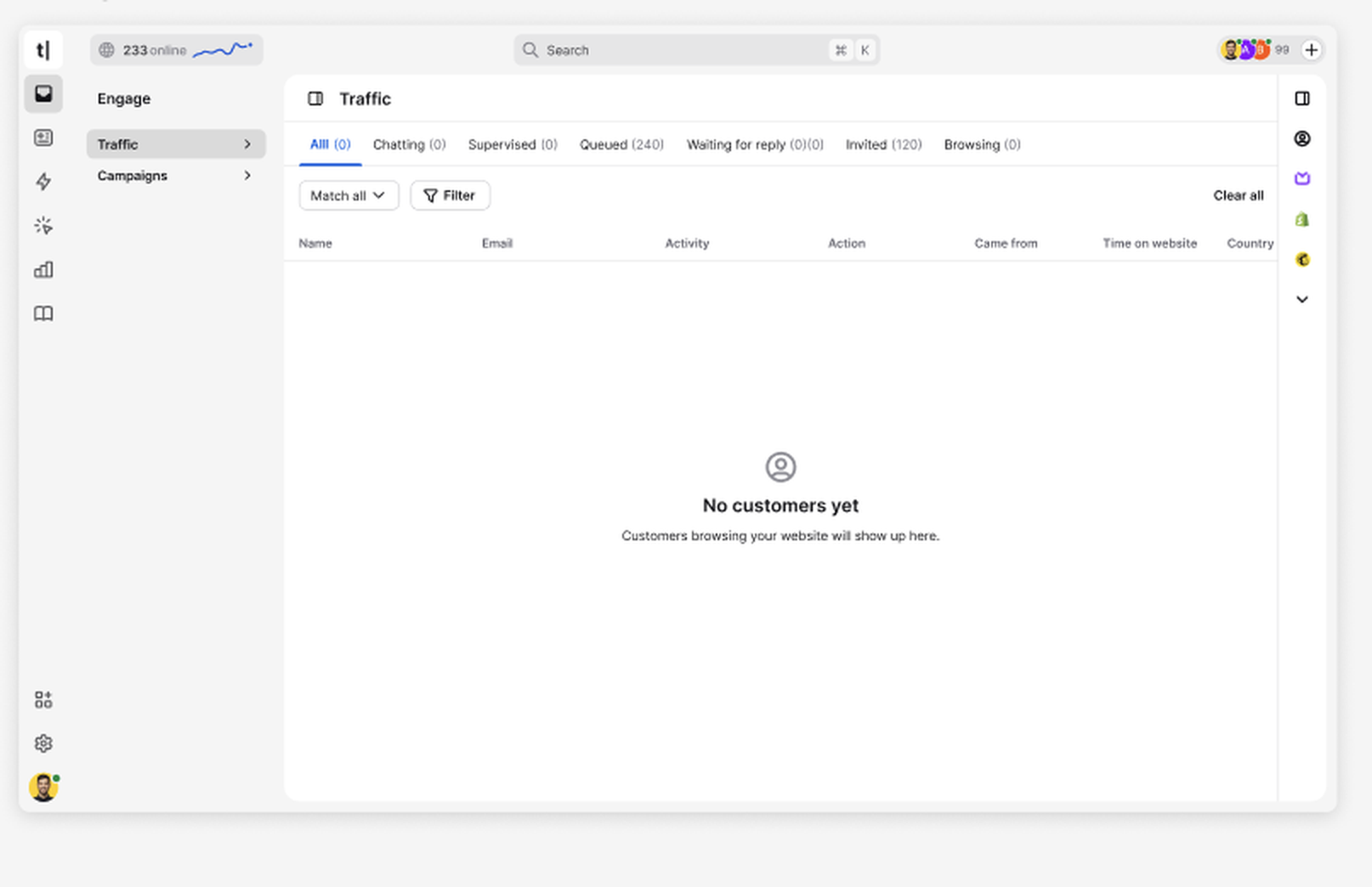 The original empty state, which only reports there's no data